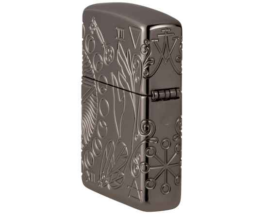 Зажигалка ZIPPO Armor® Wicca Design с покрытием Black Ice®, латунь/сталь, чёрная, 38x13x57 мм, изображение 8