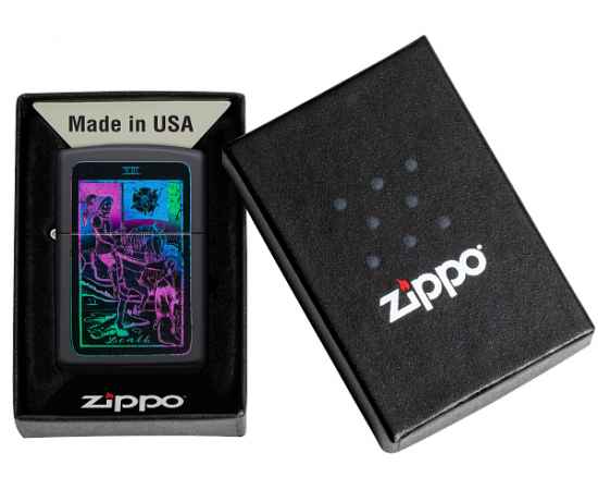 Зажигалка ZIPPO Tarot Card с покрытием Black Matte, латунь/сталь, чёрная, матовая, 38x13x57 мм, изображение 5