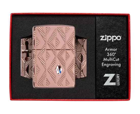 Зажигалка ZIPPO Armor® Geometric с покрытием Rose Gold, латунь/сталь, розовое золото, 38x13x57 мм, изображение 10