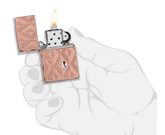 Зажигалка ZIPPO Armor® Geometric с покрытием Rose Gold, латунь/сталь, розовое золото, 38x13x57 мм, изображение 5