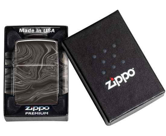 Зажигалка ZIPPO Marble Pattern с покрытием High Polish Black, латунь/сталь, чёрная, 38x13x57 мм, изображение 6