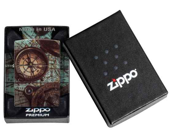 Зажигалка ZIPPO Compass Design с покрытием 540 Matte, латунь/сталь, разноцветная, 38x13x57 мм, изображение 6