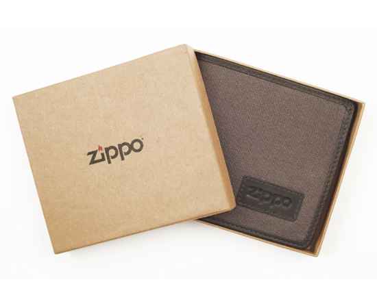 Портмоне ZIPPO, коричневое, натуральная кожа / холщовая ткань, 11x1,5x10,5 см, изображение 5