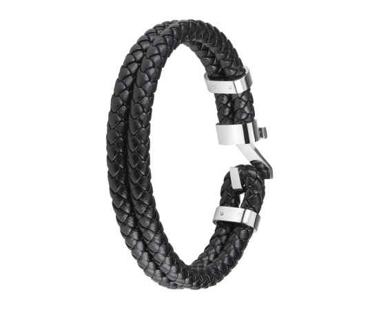Браслет ZIPPO Steel Braided Leather Bracelet, чёрный, натуральная плетёная кожа/сталь, 22 см, изображение 2