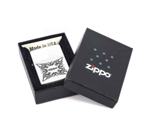 Зажигалка ZIPPO Tattoo Design, с покрытием Satin Chrome™, латунь/сталь, серебристая, 38x13x57 мм, изображение 4