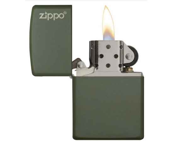 Зажигалка ZIPPO Green Matte, латунь с порошковым покрытием, зеленая, матовая, 38x13x57 мм, изображение 3