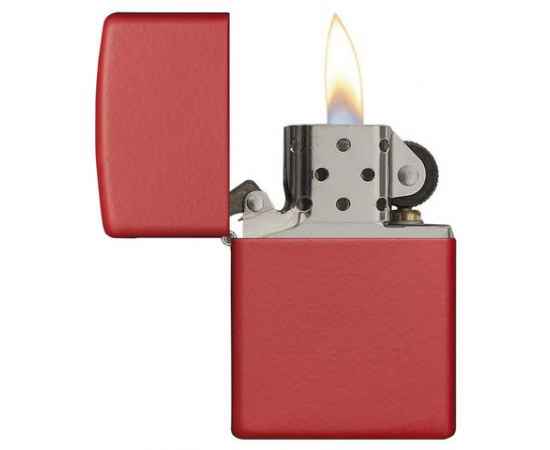 Зажигалка ZIPPO Classic с покрытием Red Matte, латунь/сталь, красная, матовая, 38x13x57 мм, изображение 3