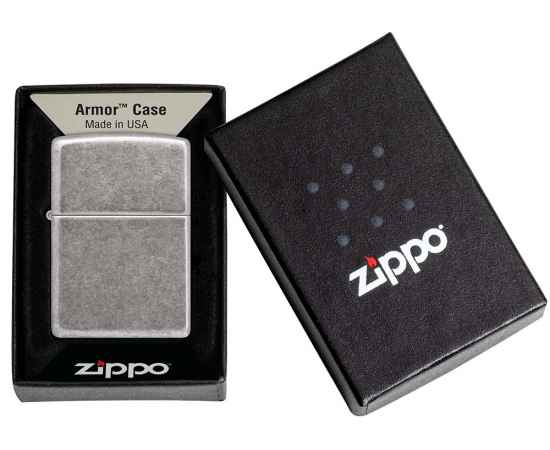 Зажигалка ZIPPO Armor® с покрытием Antique Silver, латунь/сталь, серебристая, 38x13x57 мм, изображение 6