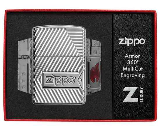 Зажигалка ZIPPO Armor® с покрытием High Polish Chrome, латунь/сталь, серебристая, 38x13x57 мм, изображение 8