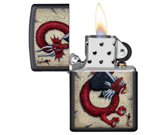 Зажигалка ZIPPO Dragon Ace с покрытием Black Matte, латунь/сталь, чёрная, матовая, 38x13x57 мм, изображение 2