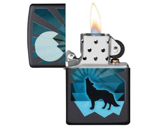 Зажигалка ZIPPO Wolf and Moon с покрытием Black Matte, латунь/сталь, чёрная, матовая, 38x13x57 мм, изображение 2