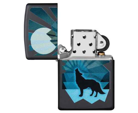 Зажигалка ZIPPO Wolf and Moon с покрытием Black Matte, латунь/сталь, чёрная, матовая, 38x13x57 мм, изображение 3