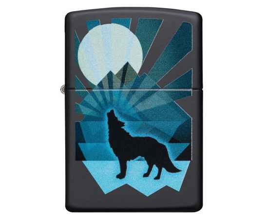 Зажигалка ZIPPO Wolf and Moon с покрытием Black Matte, латунь/сталь, чёрная, матовая, 38x13x57 мм, изображение 4