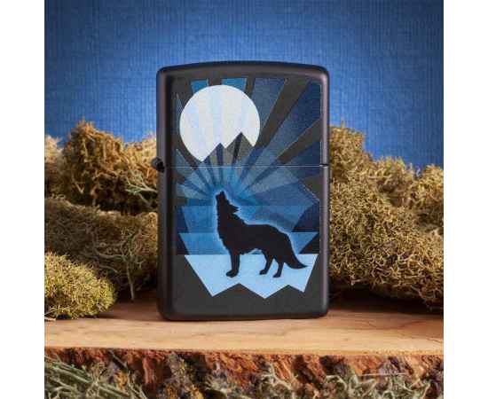 Зажигалка ZIPPO Wolf and Moon с покрытием Black Matte, латунь/сталь, чёрная, матовая, 38x13x57 мм, изображение 6