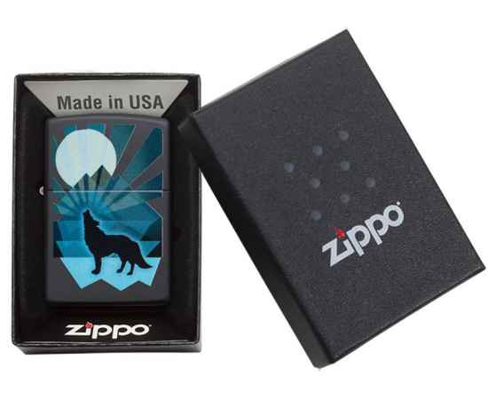 Зажигалка ZIPPO Wolf and Moon с покрытием Black Matte, латунь/сталь, чёрная, матовая, 38x13x57 мм, изображение 7