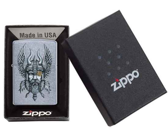 Зажигалка ZIPPO Viking Warrior с покрытием Street Chrome™, латунь/сталь, серебристая, 38x13x57 мм, изображение 7