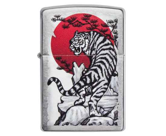 Зажигалка ZIPPO Asian Tiger с покрытием Brushed Chrome, латунь/сталь, серебристая, 38x13x57 мм, изображение 4