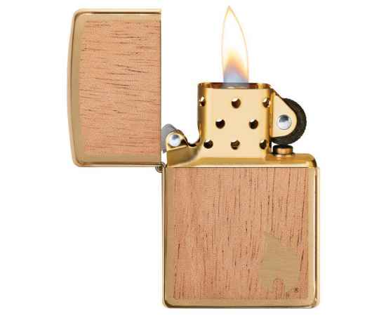 Зажигалка ZIPPO WOODCHUCK с покрытием Brushed Brass, латунь/сталь/, золотистая, матовая, 38x13x57 мм, изображение 3