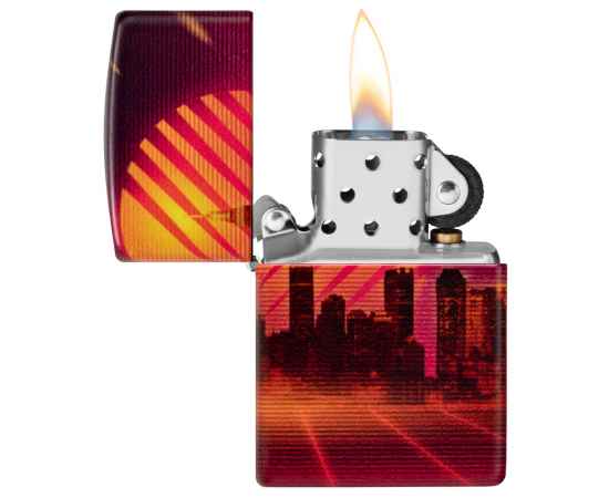 Зажигалка ZIPPO Cyber City с покрытием 540 Matte, латунь/сталь, оранжевая 38x13x57 мм, изображение 3