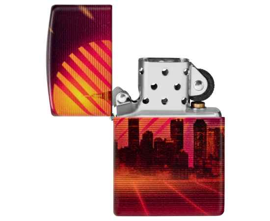 Зажигалка ZIPPO Cyber City с покрытием 540 Matte, латунь/сталь, оранжевая 38x13x57 мм, изображение 4