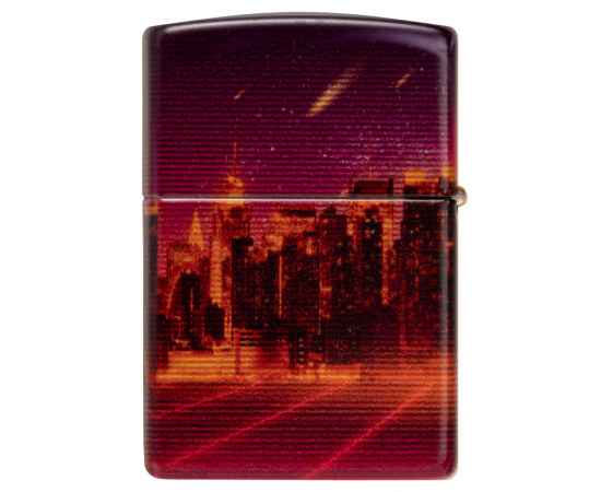Зажигалка ZIPPO Cyber City с покрытием 540 Matte, латунь/сталь, оранжевая 38x13x57 мм, изображение 10