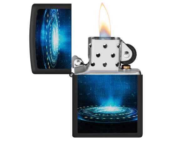 Зажигалка ZIPPO UFO Flame с покрытием Black Light, латунь/сталь, черная, матовая, 38x13x57 мм, изображение 3