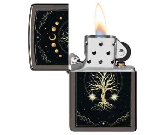 Зажигалка ZIPPO Mystic Nature Design с покрытием Black Ice®, латунь/сталь, черная, 38x13x57 мм, изображение 3