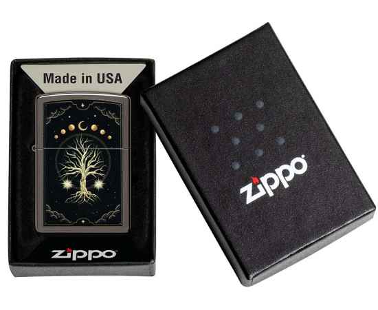 Зажигалка ZIPPO Mystic Nature Design с покрытием Black Ice®, латунь/сталь, черная, 38x13x57 мм, изображение 6