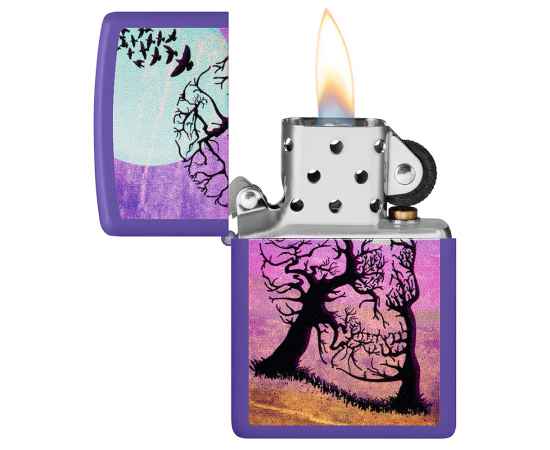 Зажигалка ZIPPO Skull Tree с покрытием Purple Matte, латунь/сталь, черная 38x13x57 мм, изображение 3