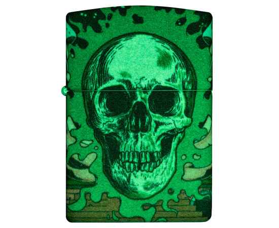 Зажигалка ZIPPO Skull Design с покрытием Glow In The Dark Green,латунь/сталь,разноцветная38x13x57 мм, изображение 11