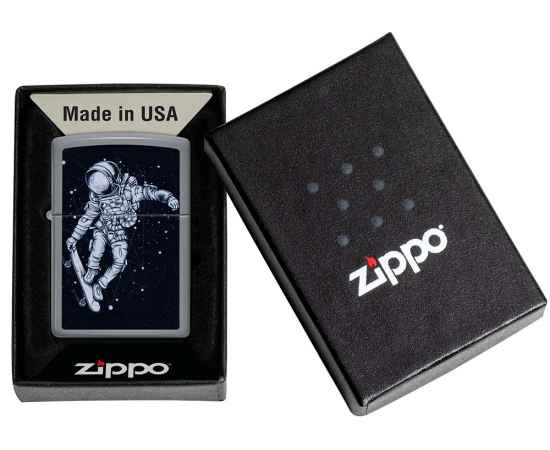 Зажигалка ZIPPO Skateboarding Astronaut с покрытием Flat Grey, латунь/сталь, серая, 38x13x57 мм, изображение 6