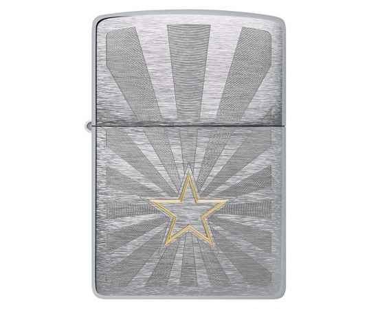 Зажигалка ZIPPO Star Design с покрытием Brushed Chrome, латунь/сталь, серебристая, 36x13x57 мм, изображение 2