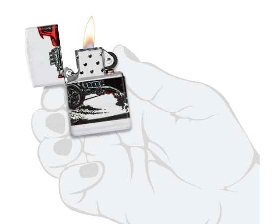 Зажигалка ZIPPO Hot Rod Design с покрытием 540 Matte, латунь/сталь, белая, матовая, 38x13x57 мм, изображение 5