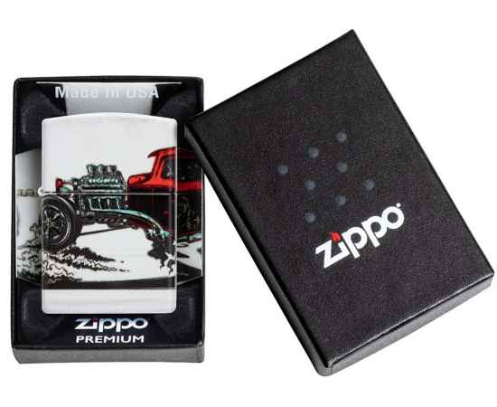 Зажигалка ZIPPO Hot Rod Design с покрытием 540 Matte, латунь/сталь, белая, матовая, 38x13x57 мм, изображение 6