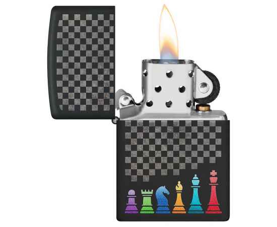 Зажигалка ZIPPO Chess Pieces с покрытием Black Matte, латунь/сталь, черная 38x13x57 мм, изображение 3