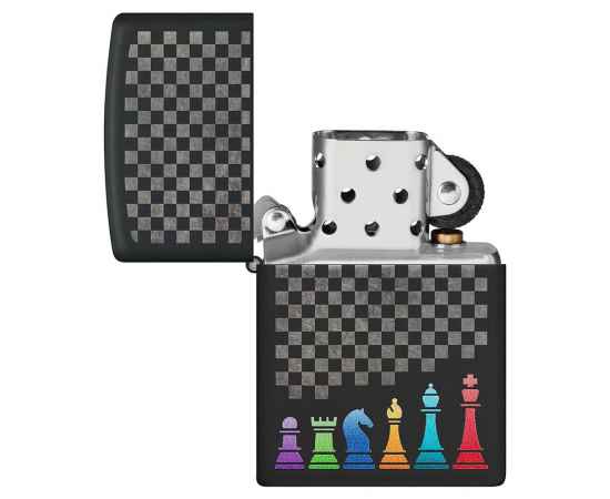 Зажигалка ZIPPO Chess Pieces с покрытием Black Matte, латунь/сталь, черная 38x13x57 мм, изображение 4