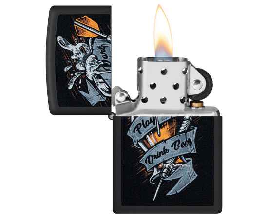 Зажигалка ZIPPO Darts с покрытием Black Matte, латунь/сталь, черная 38x13x57 мм, изображение 3