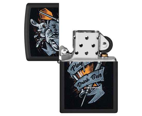 Зажигалка ZIPPO Darts с покрытием Black Matte, латунь/сталь, черная 38x13x57 мм, изображение 4