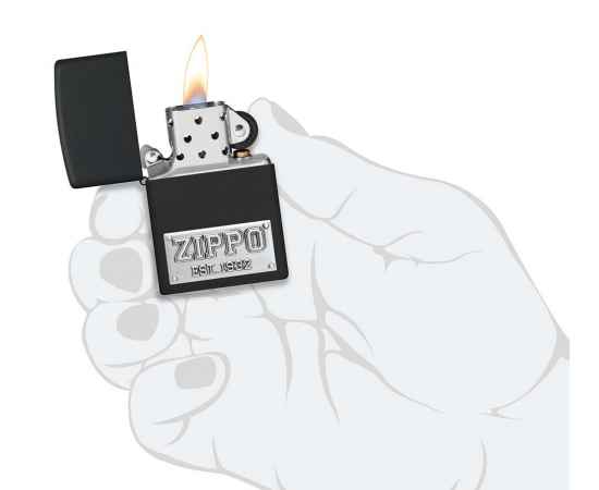 Зажигалка ZIPPO License Plate с покрытием Black Matte, латунь/сталь, черная, 38x13x57 мм, изображение 6