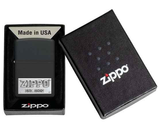 Зажигалка ZIPPO License Plate с покрытием Black Matte, латунь/сталь, черная, 38x13x57 мм, изображение 7