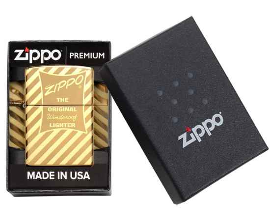 Зажигалка ZIPPO Vintage Box Top с покрытием High Polish Brass, латунь/сталь, золотистая, 38x13x57 мм, изображение 11