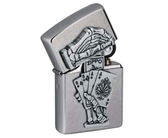 Зажигалка ZIPPO Dead Mans Hand с покрытием Street Chrome, латунь/сталь, серебристая, 38x13x57 мм, изображение 7