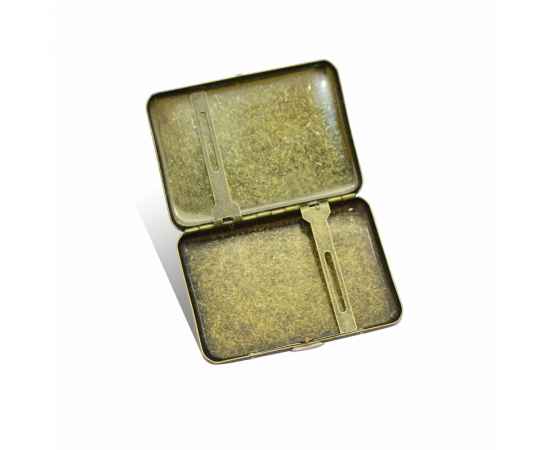 Портсигар S.Quire, сталь, золотистый цвет с рисунком, 94*71*20 мм, изображение 2