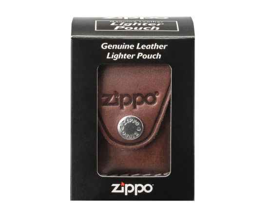 Чехол ZIPPO для широкой зажигалки, кожа, с кожаным фиксатором на ремень, коричневый, 57x30x75 мм, изображение 4