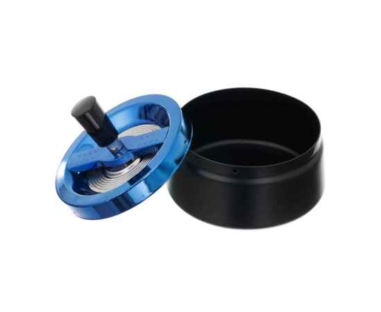 Пепельница S.Quire круглая, сталь, покрытие хром, синяя краска, черная, с черной ручкой, 120 мм, изображение 2