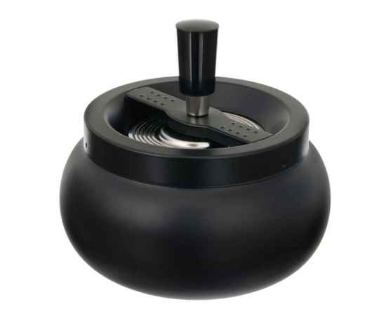 Пепельница S.Quire круглая, сталь, покрытие хром, черн. краска, черная, с черной ручкой, 130 мм