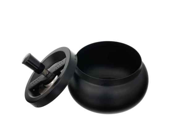 Пепельница S.Quire круглая, сталь, покрытие хром, черн. краска, черная, с черной ручкой, 130 мм, изображение 2
