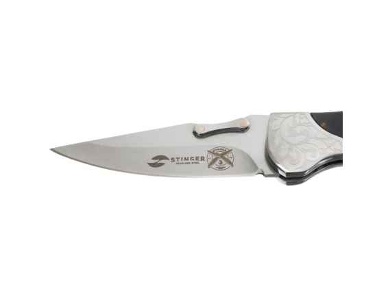 Нож складной Stinger, 75 мм, материал рукояти: нержавеющая сталь/дерево, (коричневый), изображение 4