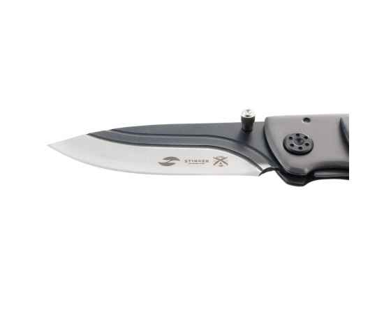 Нож складной Stinger, 80 мм (чёрно-серебристый), материал рукояти: алюминий (серо-чёрный), изображение 4