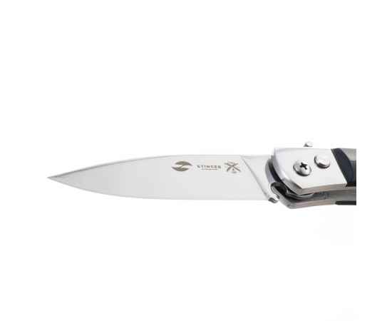 Нож складной Stinger, 90 мм (серебристый), материал рукояти: сталь, смола (чёрный), изображение 4